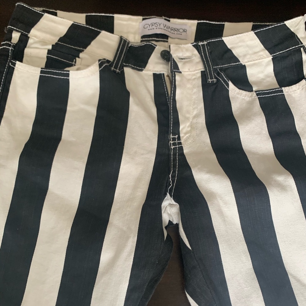 Black and White Striped Jeans - Picture 2 of 6
